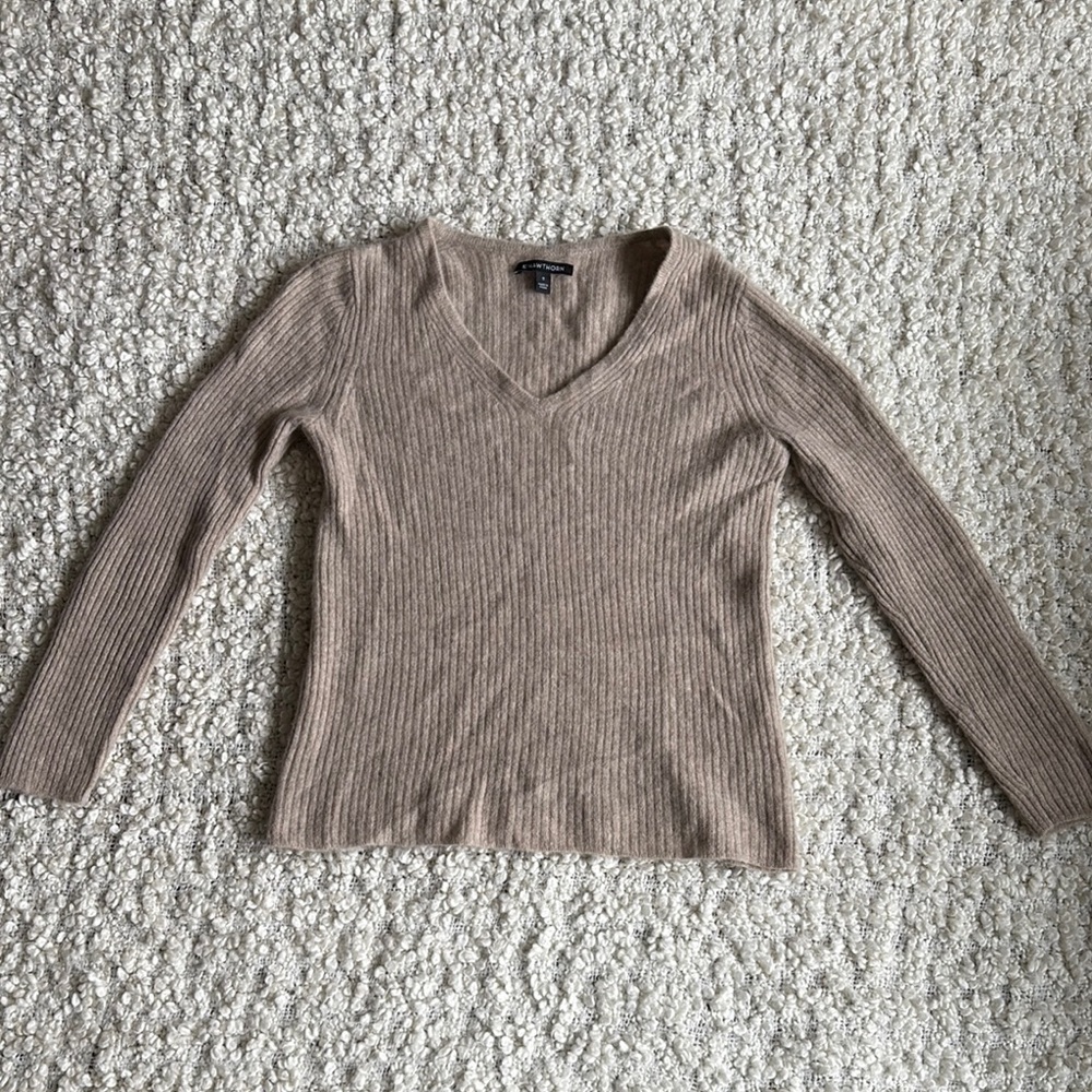Cashmere V-neck Ribbed Sweater